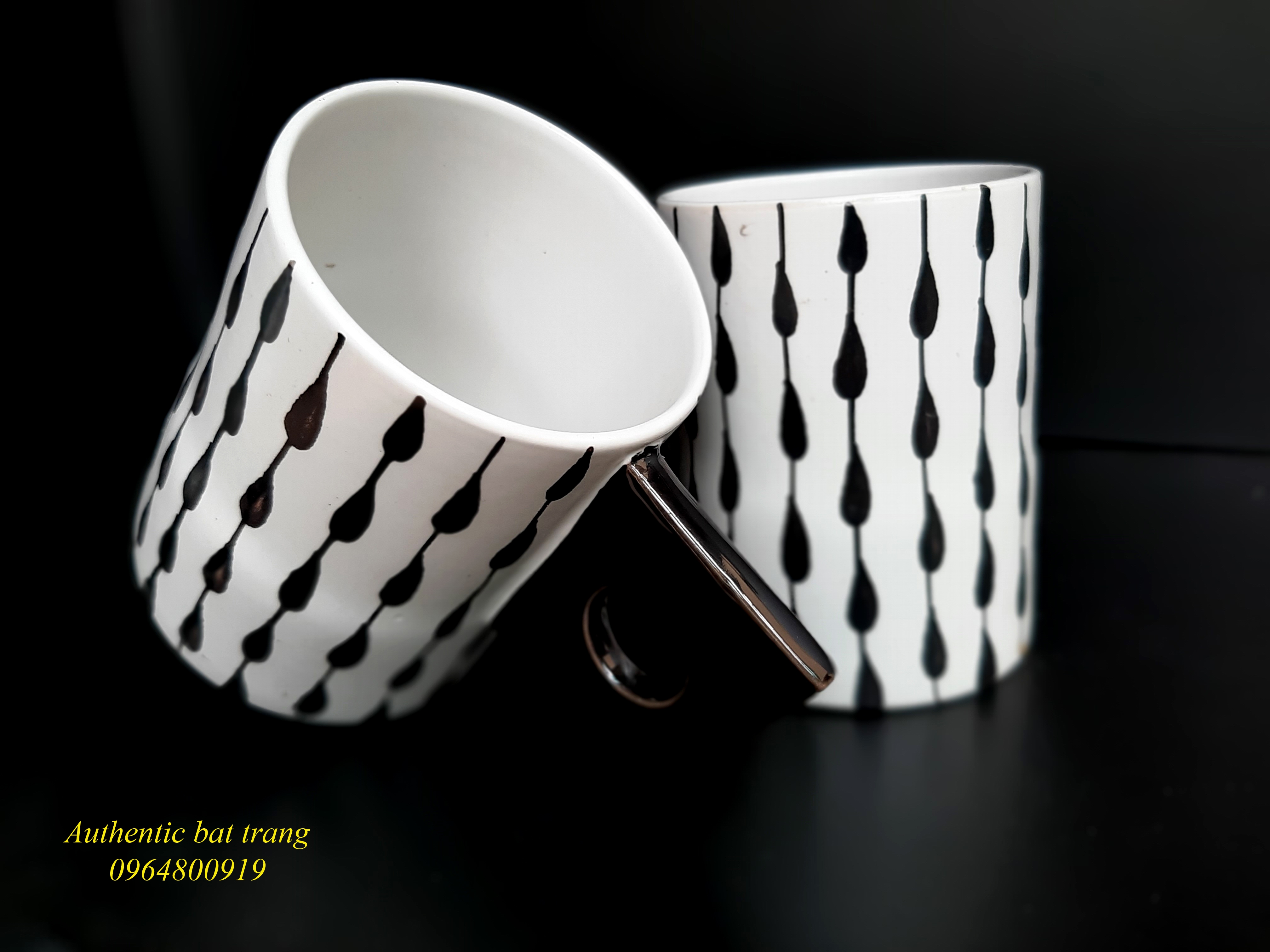 Black Tear drop cup/ Cốc giọt mưa phong cách, kiểu dáng châu âu sản xuất tại xưởng  gốm sứ Authentic bát tràng