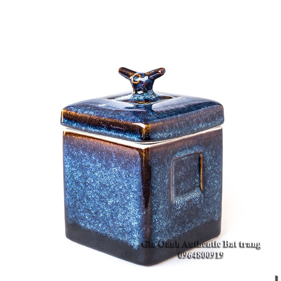 TEA BOX  D11H15cm - HIGH-QUALITY and LUXURY variable glaze - Authentic Bat Trang ceramics workshop