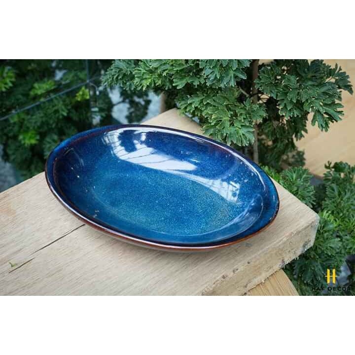 Oval tray D23 - high-grade glaze - made at Gia Oanh authentic bat Trang ceramic factory