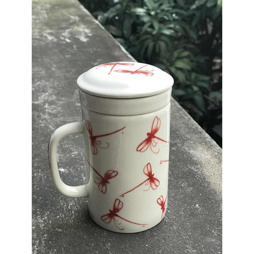 Cốc lọc trà gốm sứ Bát Tràng cao cấp - sản phẩm vẽ tay thủ công bởi những người thợ nổi tiếng Bát Tràng