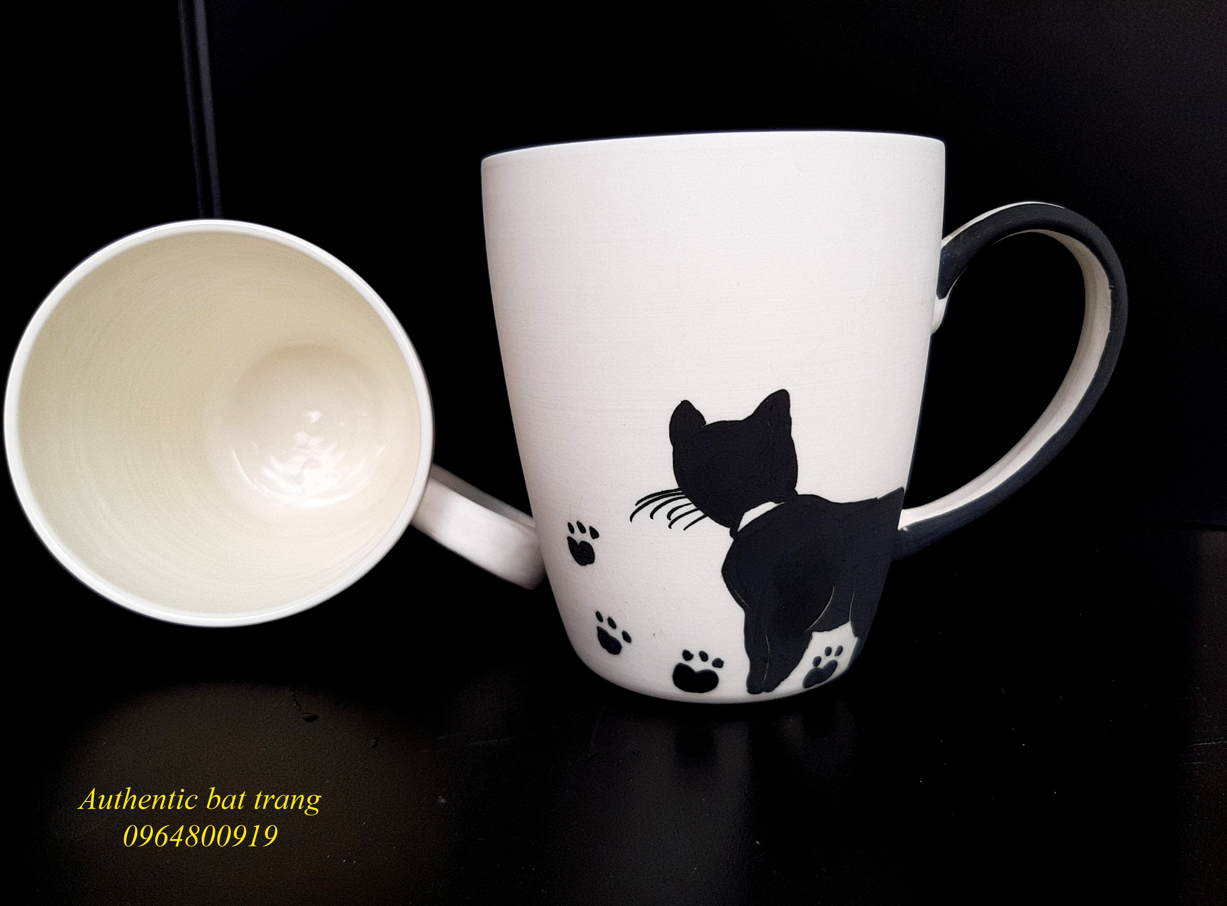 cat cups là cốc uống trà, cốc uống nước đẹp độc đáo sản phẩm vẽ tay họa tiết mèo