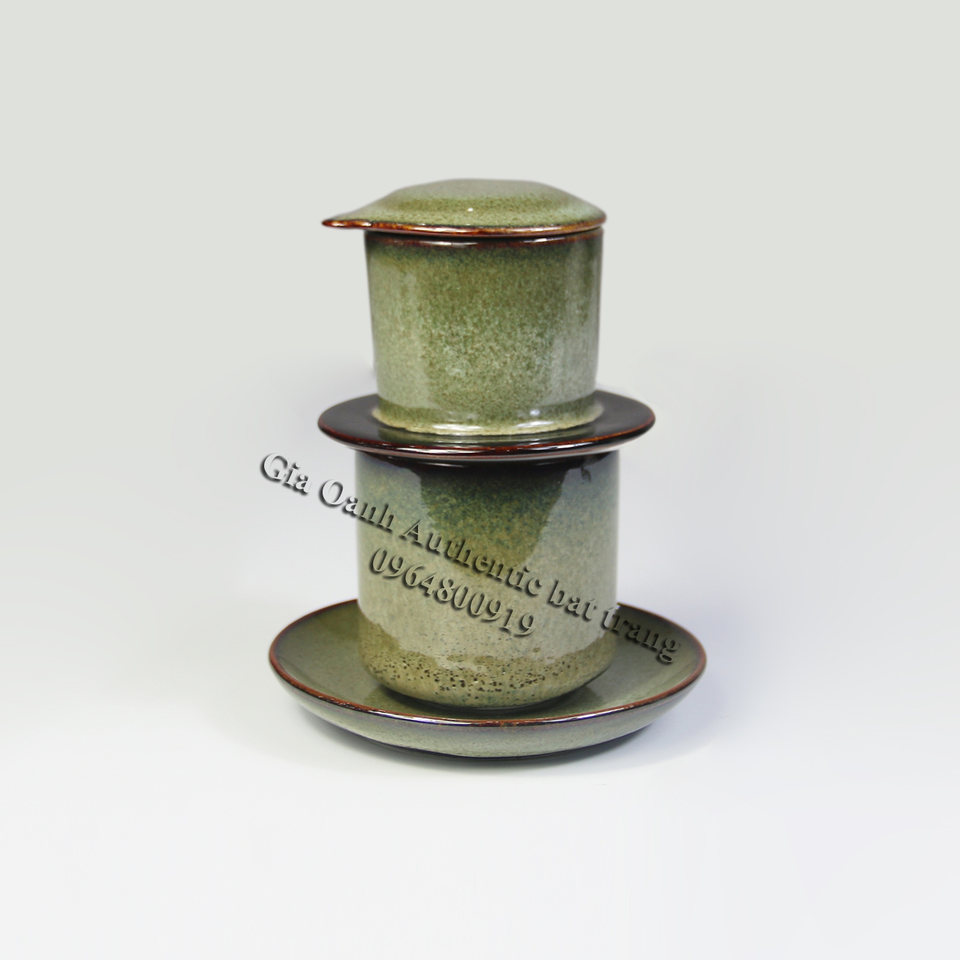 Green VIETNAMESE COFFEE FILTER - BỘ PHIN CÀ PHÊ GỐM SỨ MEN thỏ ngọc ĐẲNG CẤP SẢN XUẤT TẠI Xưởng gIA OANH AUTHENTIC BAT TRANG