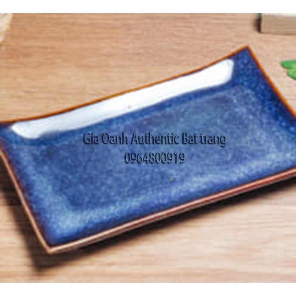 Large rectangular tray dedicated to restaurants - high-class blue glaze made at the factory Authentic bat Trang